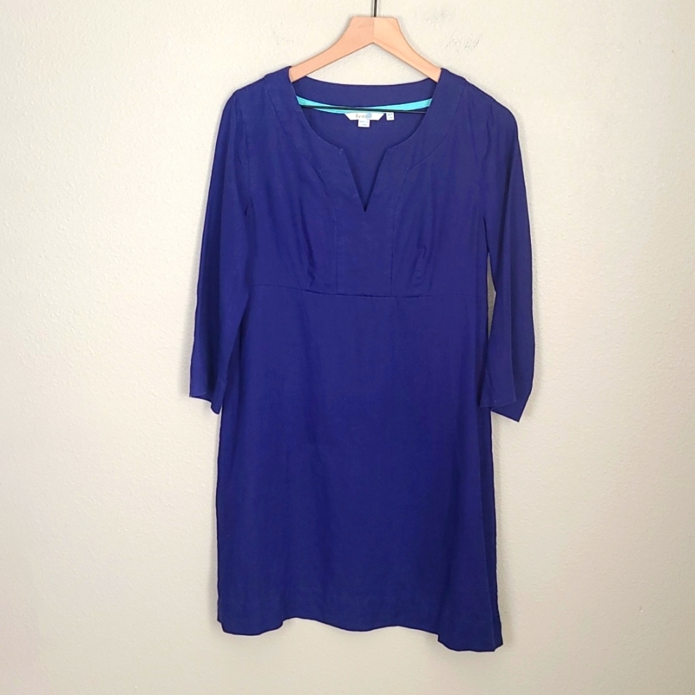 Boden Navy Blue Linen Tunic Dress Size 8